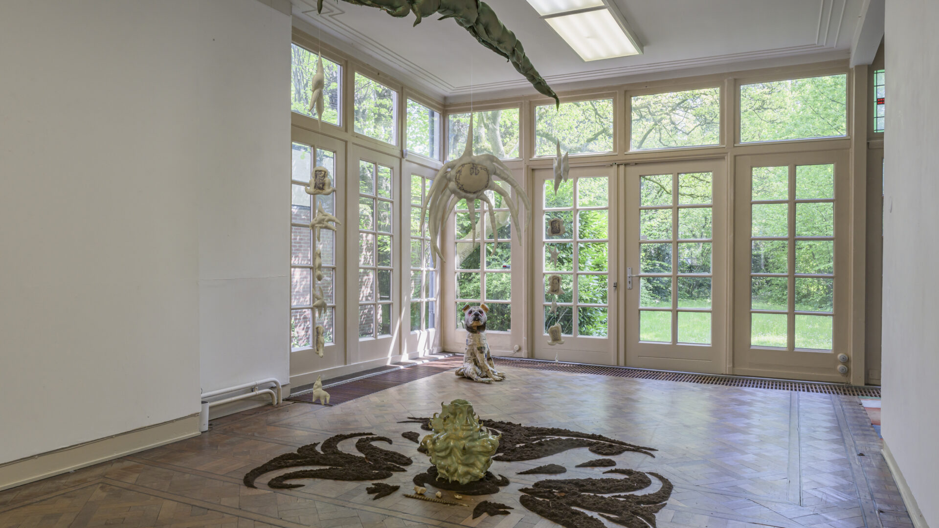 objects through exhibition space