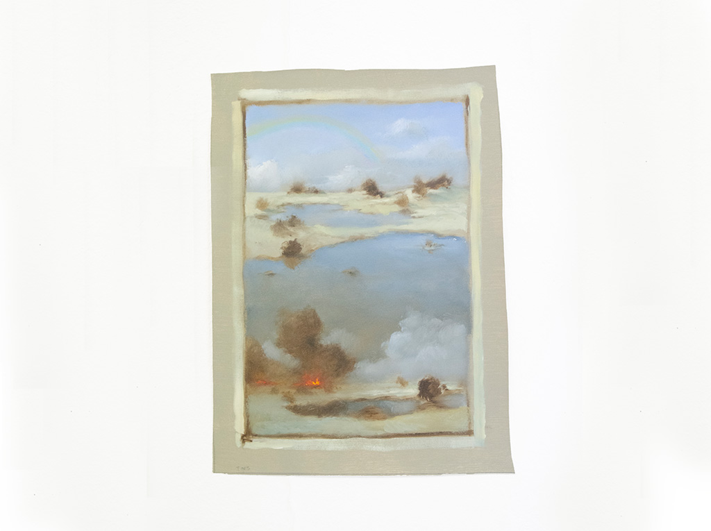 Landscape art pieces hanging on a white wall