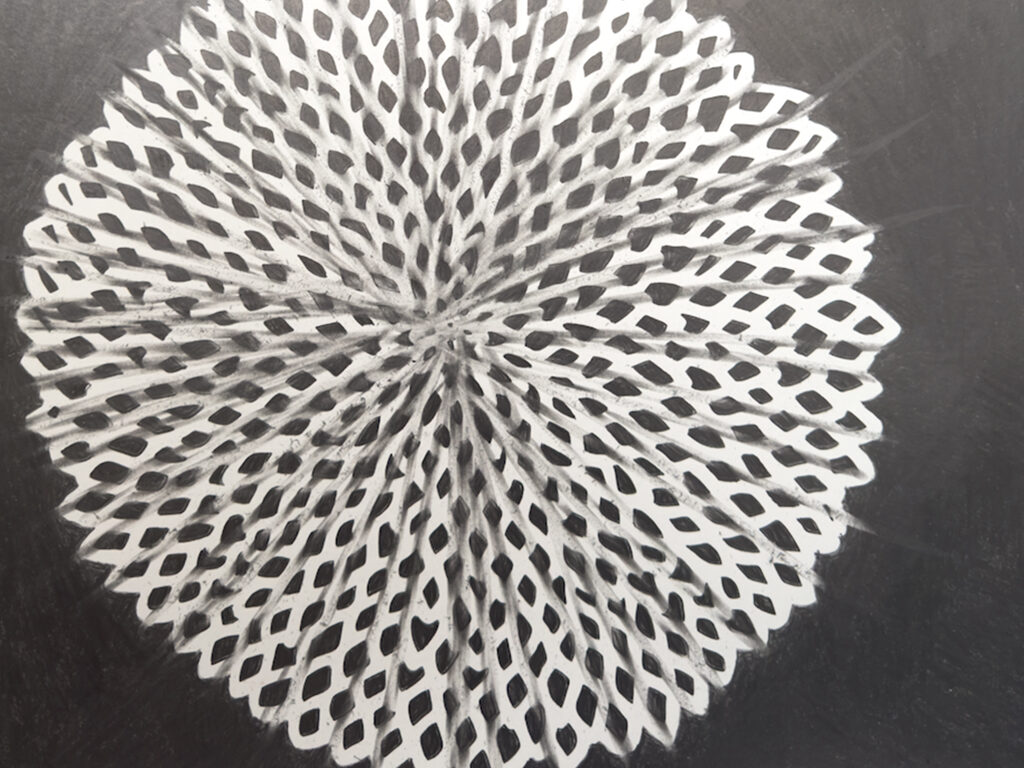 White round pattern paint on grey background